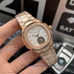 AAA Replica Patek Philippe Aquanaut Tourbillon 34 MM Women's Automatic Watch - Rose Gold Case White Dial